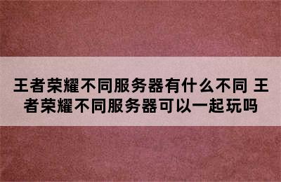 王者荣耀不同服务器有什么不同 王者荣耀不同服务器可以一起玩吗